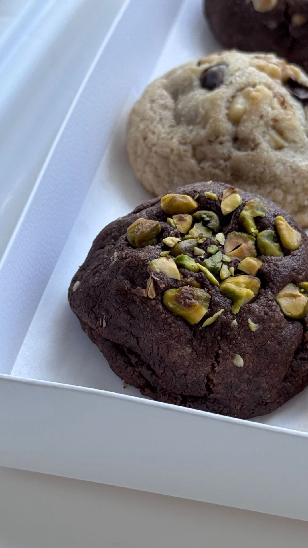 Stuffed cookie split open with gooey filling